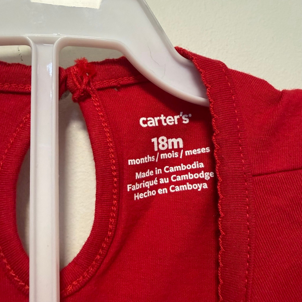 Carter's Girls Matching Set 18 M Red Black Snowflake Christmas Holiday New NWOT - Picture 8 of 13